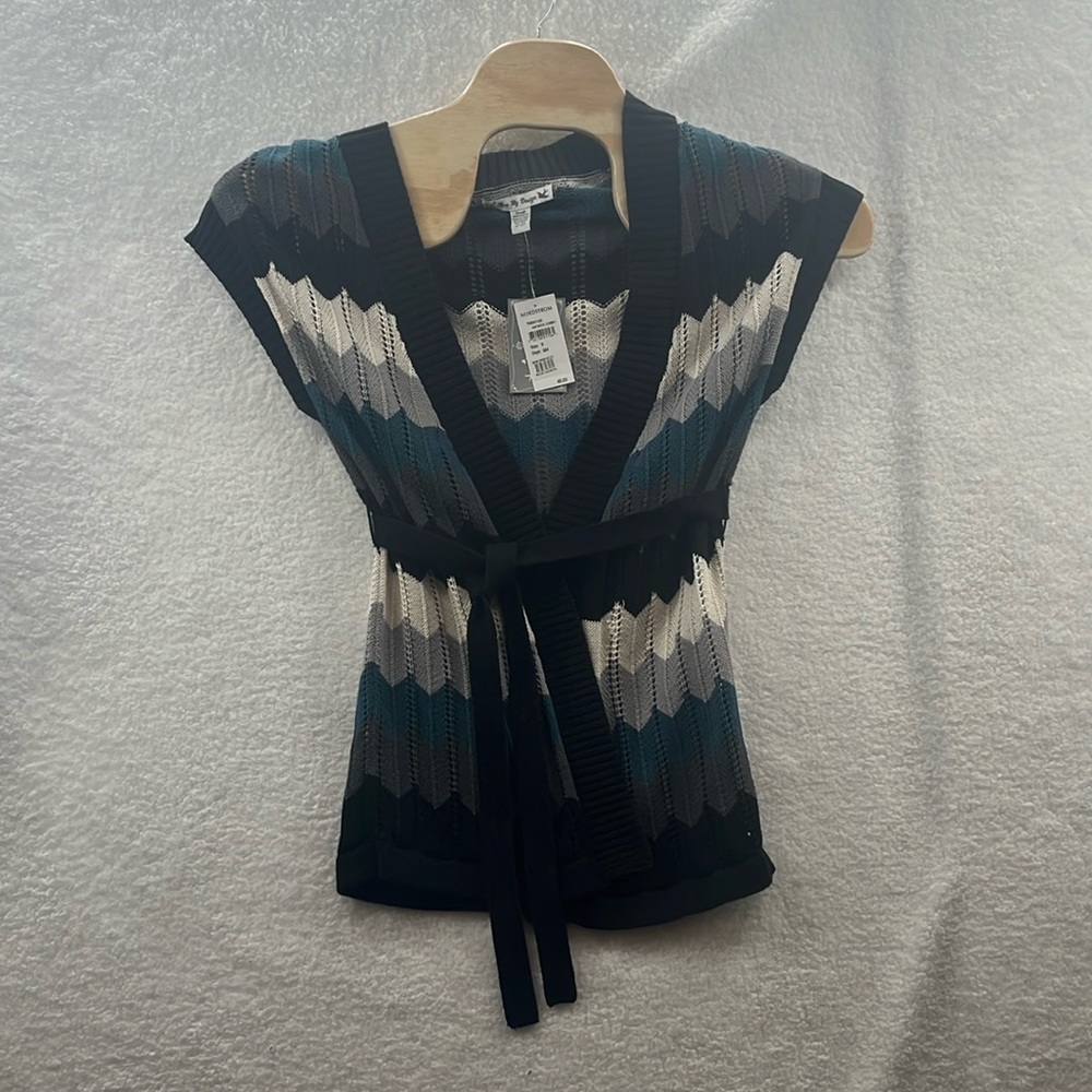 NEW love by design women sleeveless belted cardigan - small